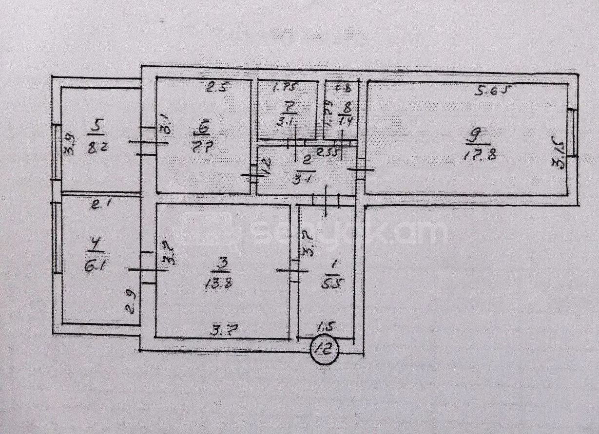 2 Սենյականոց Բնակարան Քարե Շենքում, 67քմ, 5/6 հարկ, Նորմալ Վիճակում