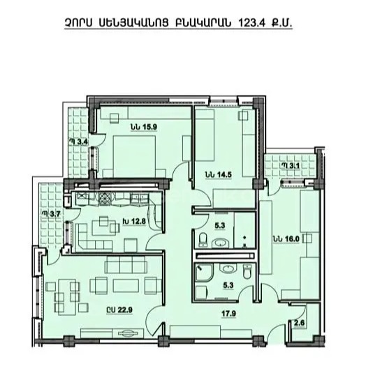 4 Սենյականոց Բնակարան, 124քմ, 13/17 հարկ, Կապիտալ Վերանորոգված