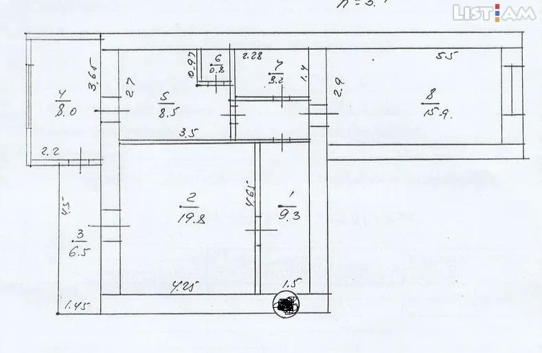 2 Սենյականոց Բնակարան Քարե Շենքում, 73քմ, 4/5 հարկ, Նորմալ Վիճակում