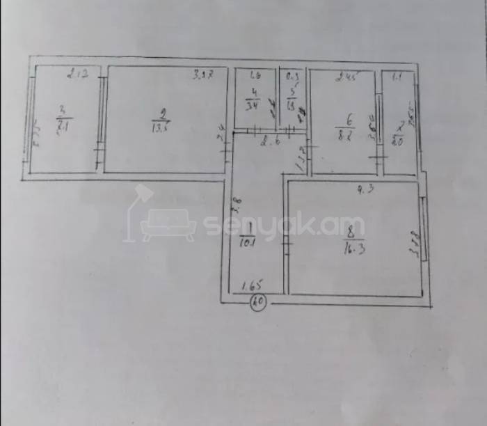 2 Սենյականոց Բնակարան Քարե Շենքում, 65քմ, 3/4 հարկ, Կոսմետիկ Վերանորոգված