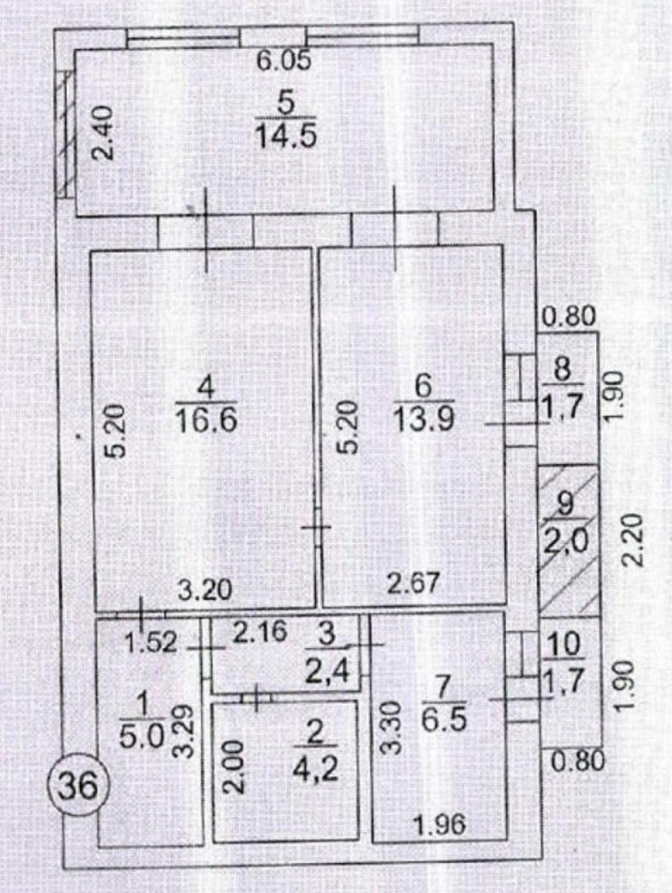 2 Սենյականոց Բնակարան Քարե Շենքում, 68քմ, 3/5 հարկ, Պետական Վիճակում