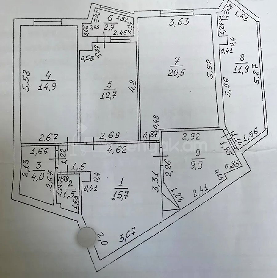 3 Սենյականոց Բնակարան, 94քմ, 13/16 հարկ, Պետական Վիճակում