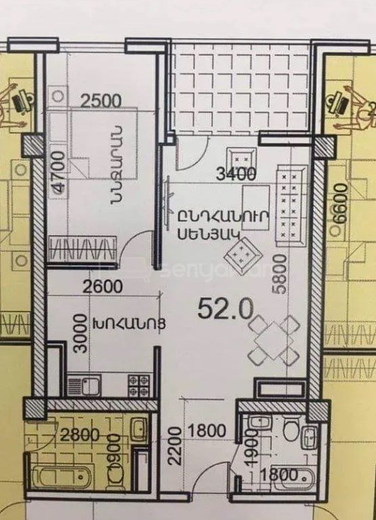 2 Սենյականոց Բնակարան, 52քմ, 16/18 հարկ, Զրոյական Վիճակում