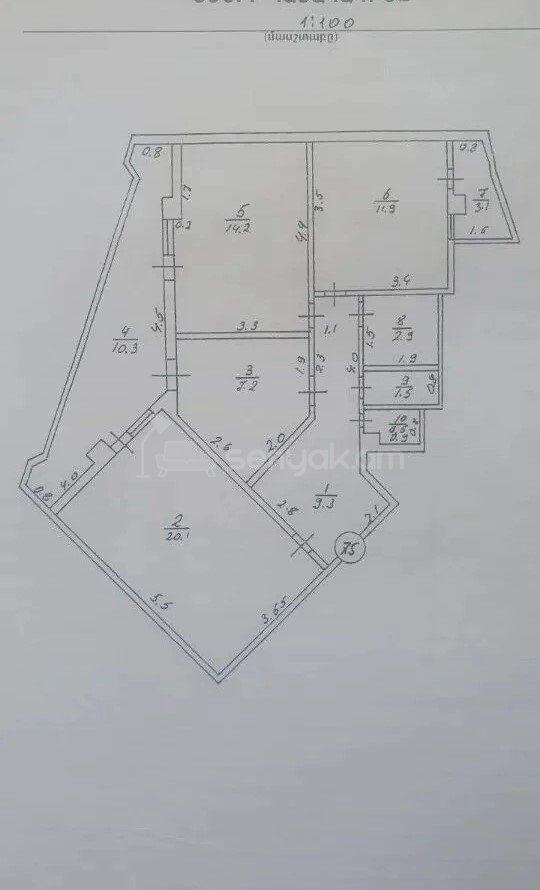 3 Սենյականոց Բնակարան, 86քմ, 11/16 հարկ, Պետական Վիճակում