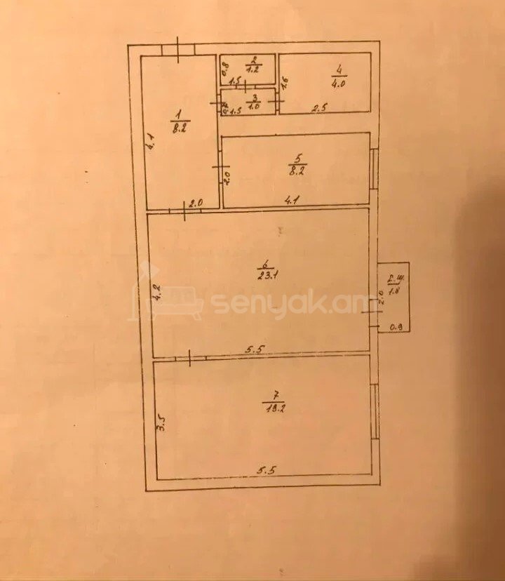 2 Սենյականոց Բնակարան Քարե Շենքում, 67քմ, 2/4 հարկ, Պետական Վիճակում
