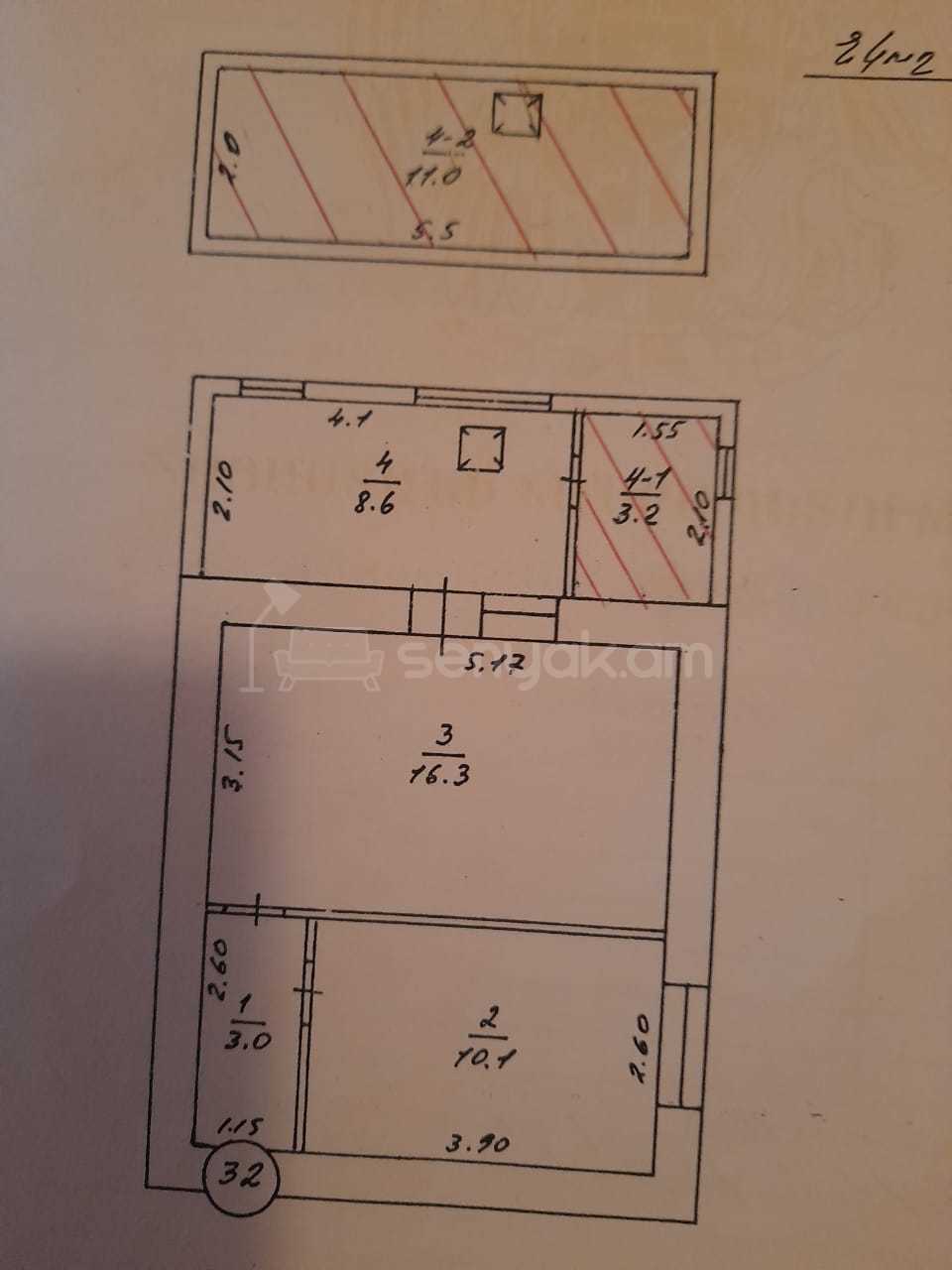 2 Սենյականոց Բնակարան Քարե Շենքում, 40քմ, 1/5 հարկ, Կոսմետիկ Վերանորոգված
