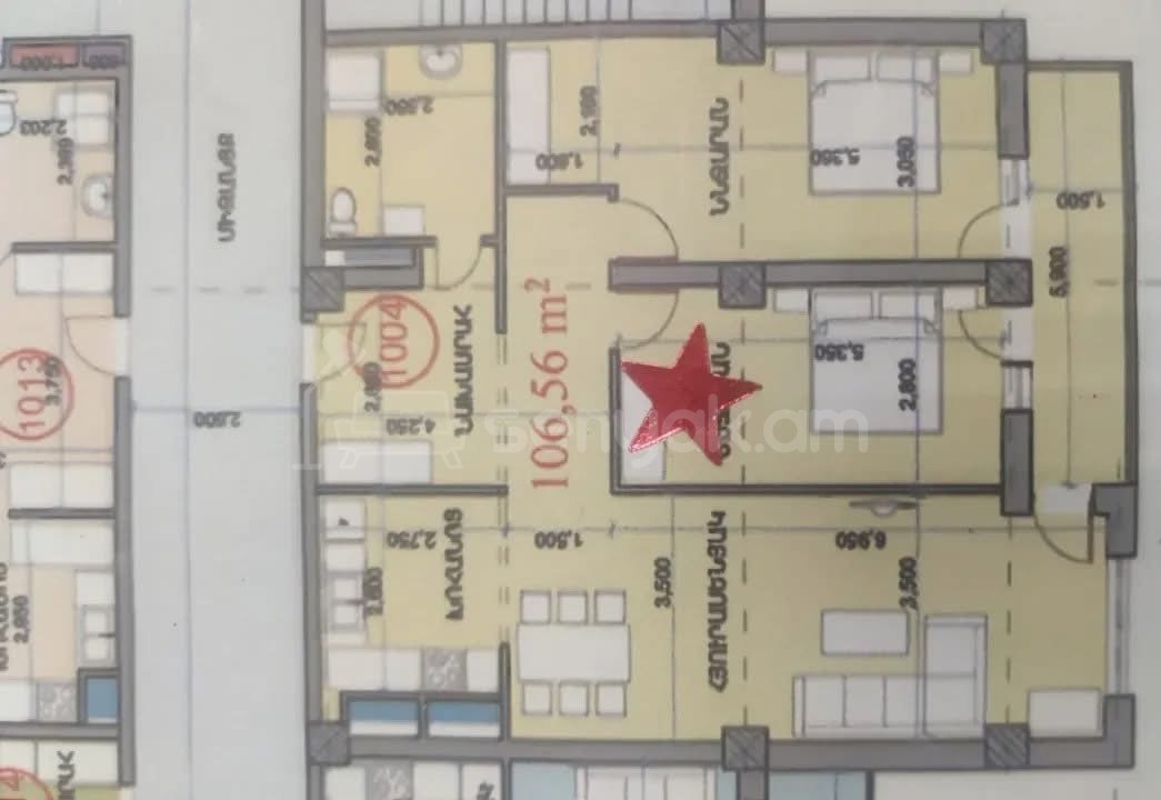 3 Սենյականոց Բնակարան Նորակառույցում, 107քմ, 10/17 հարկ, Զրոյական Վիճակում