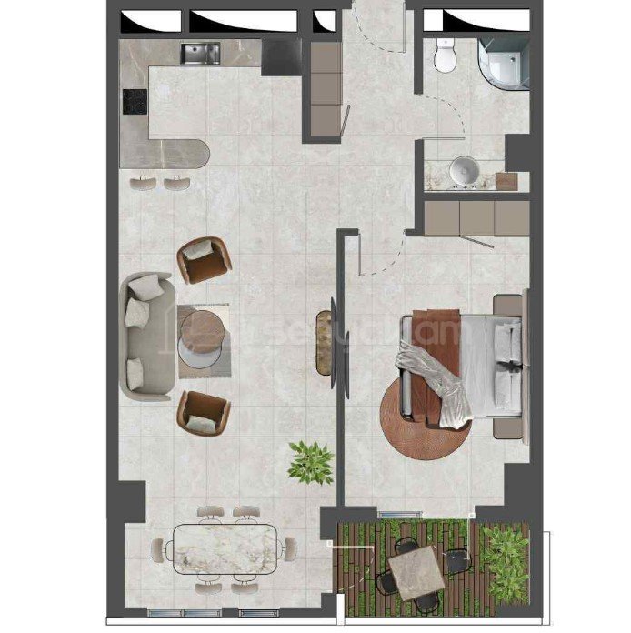 2 Սենյականոց Բնակարան, 63քմ, 5/16 հարկ, Զրոյական Վիճակում