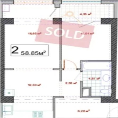2 Սենյականոց Բնակարան, 57քմ, 4/19 հարկ, Զրոյական Վիճակում