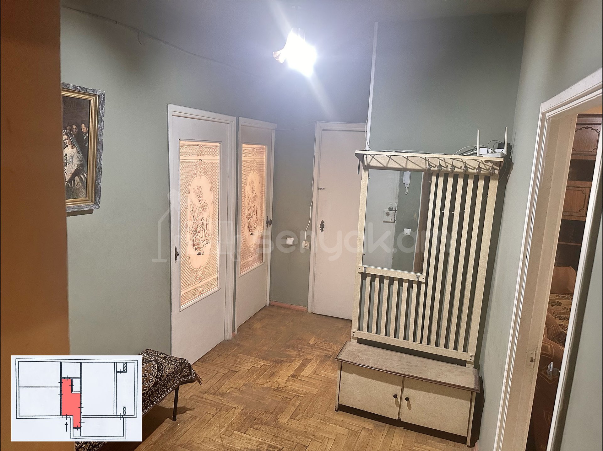 3 Սենյականոց Բնակարան, 74քմ, 1/9 հարկ, Պետական Վիճակում