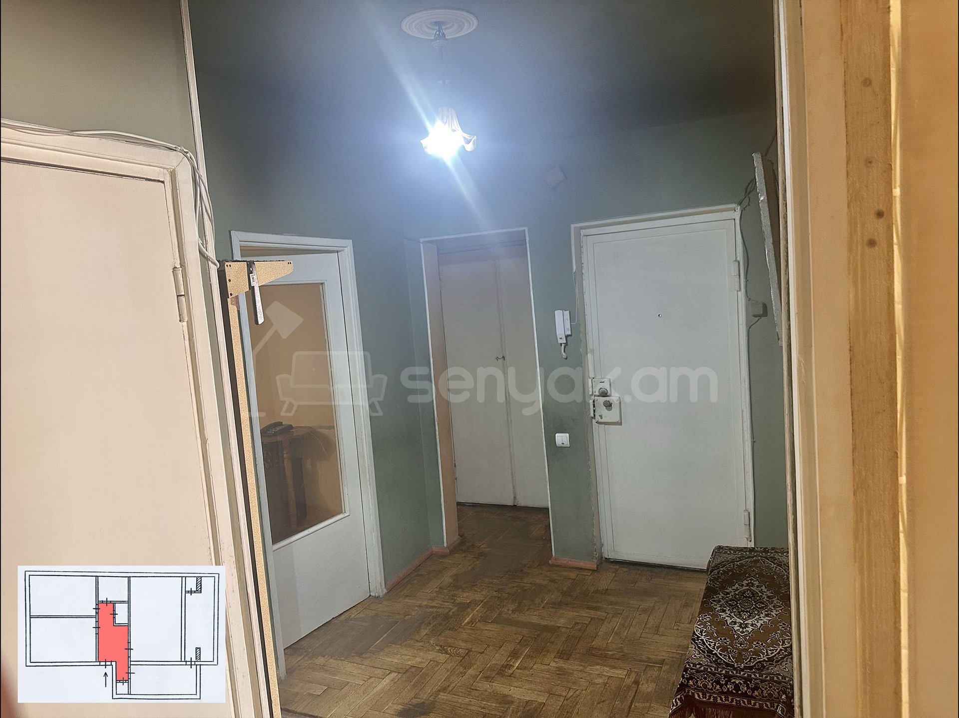 3 Սենյականոց Բնակարան, 74քմ, 1/9 հարկ, Պետական Վիճակում