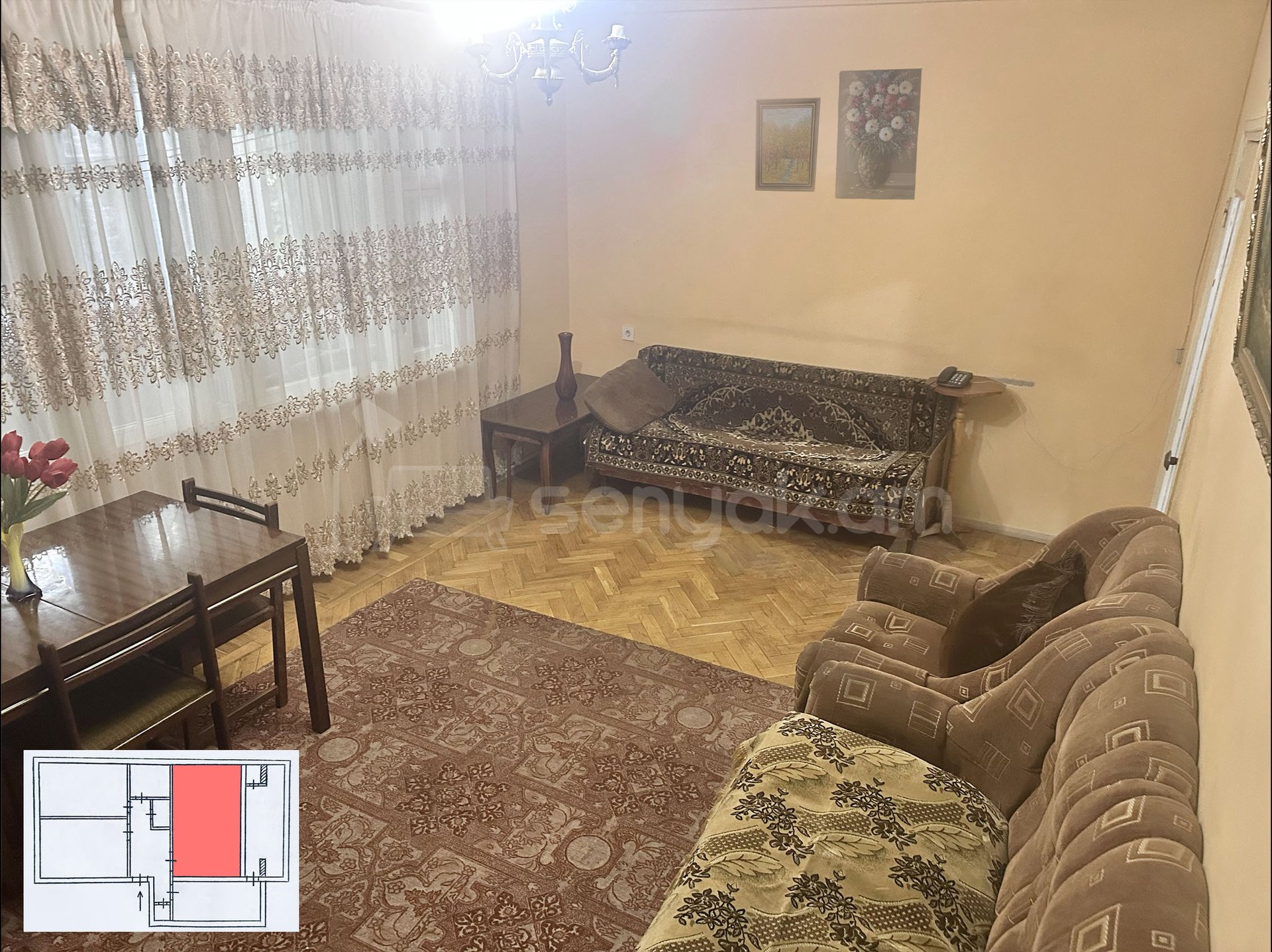 3 Սենյականոց Բնակարան, 74քմ, 1/9 հարկ, Պետական Վիճակում