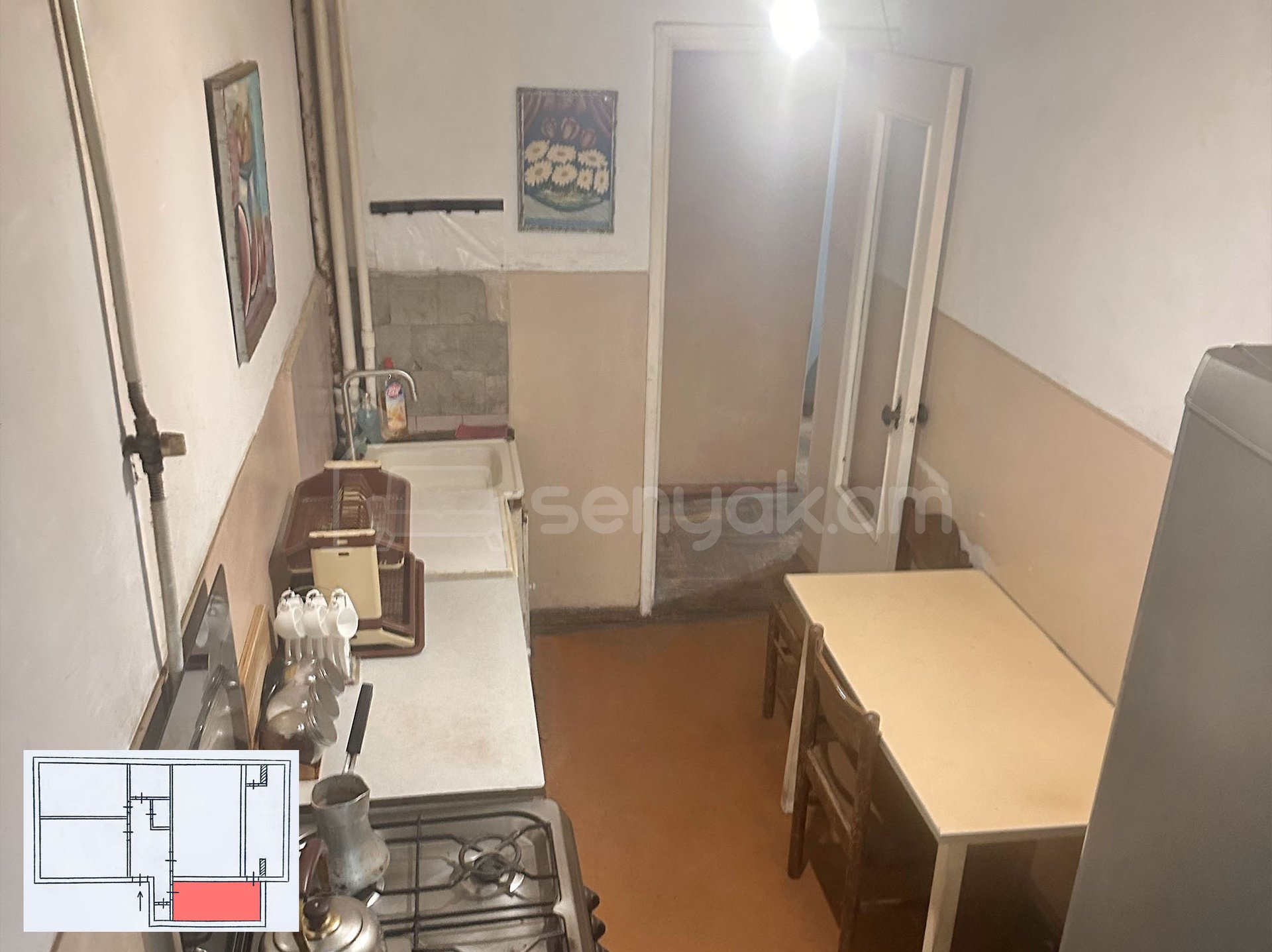 3 Սենյականոց Բնակարան, 74քմ, 1/9 հարկ, Պետական Վիճակում