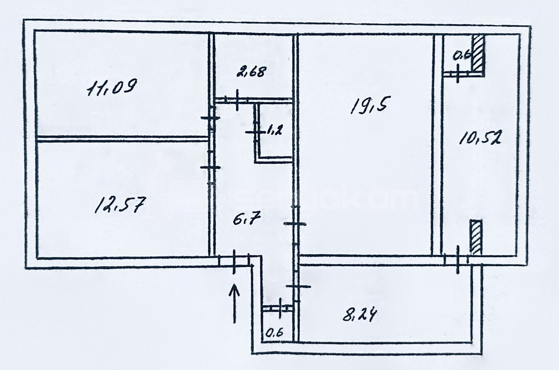 3 Սենյականոց Բնակարան, 74քմ, 1/9 հարկ, Պետական Վիճակում