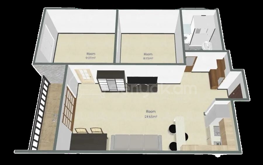 3 Սենյականոց Բնակարան, 54քմ, 3/10 հարկ, Զրոյական Վիճակում