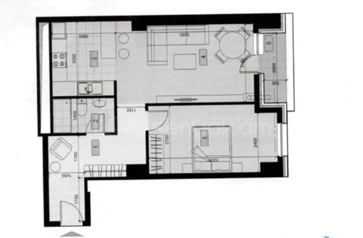 2 Սենյականոց Բնակարան Նորակառույցում, 58քմ, 16/18 հարկ, Զրոյական Վիճակում