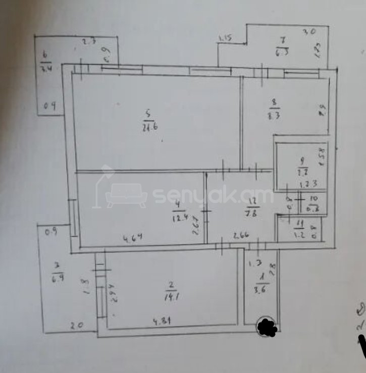 3 Սենյականոց Բնակարան, 89քմ, 14/14 հարկ, Պետական Վիճակում