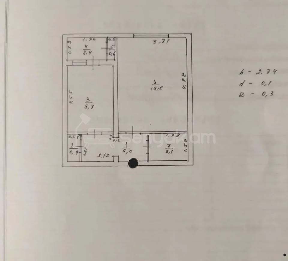 1 Սենյականոց Բնակարան, 42քմ, 3/9 հարկ, Նորմալ Վիճակում