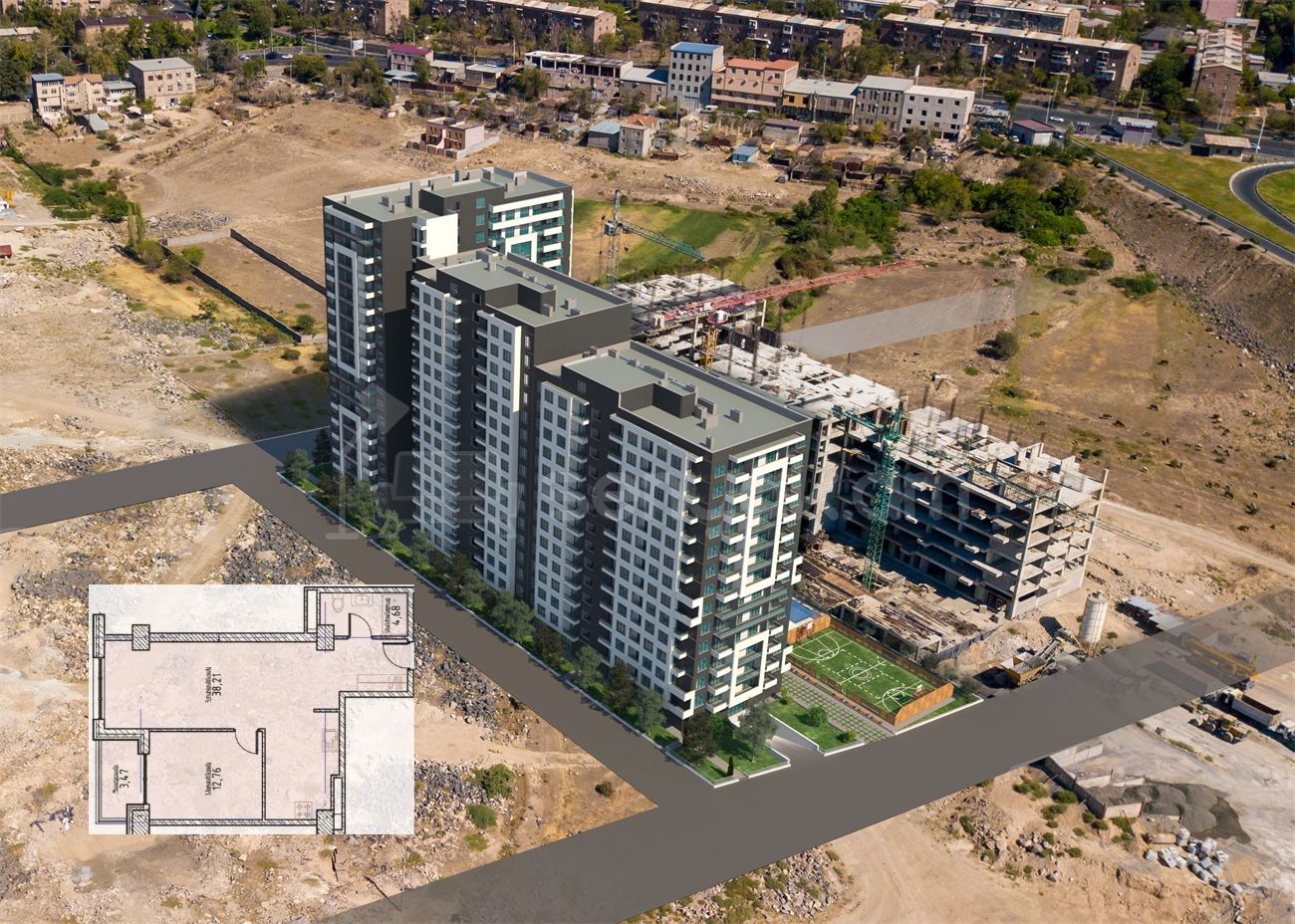 2 Սենյականոց Բնակարան Նորակառույցում, 60քմ, 10/18 հարկ, Զրոյական Վիճակում