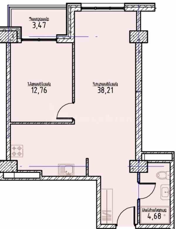 2 Սենյականոց Բնակարան Նորակառույցում, 60քմ, 10/18 հարկ, Զրոյական Վիճակում