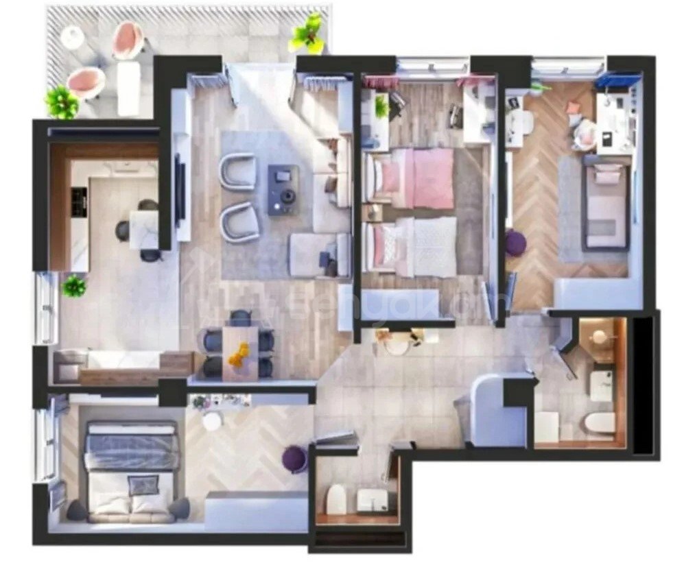 4 Սենյականոց Բնակարան Նորակառույցում, 94քմ, 13/13 հարկ, Զրոյական Վիճակում