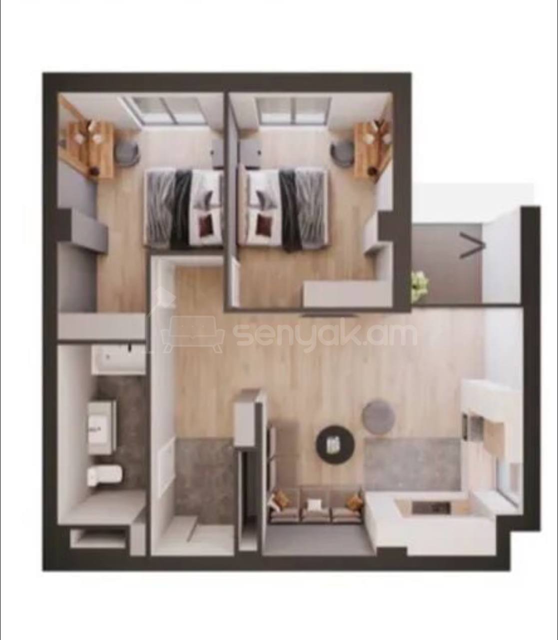 3 Սենյականոց Բնակարան, 70քմ, 6/16 հարկ, Զրոյական Վիճակում