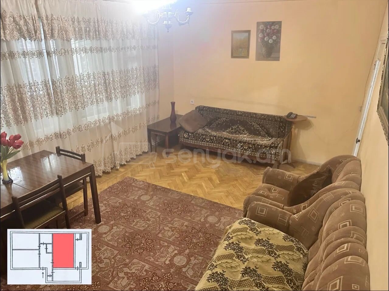 3 Սենյականոց Բնակարան, 74քմ, 1/9 հարկ, Պետական Վիճակում