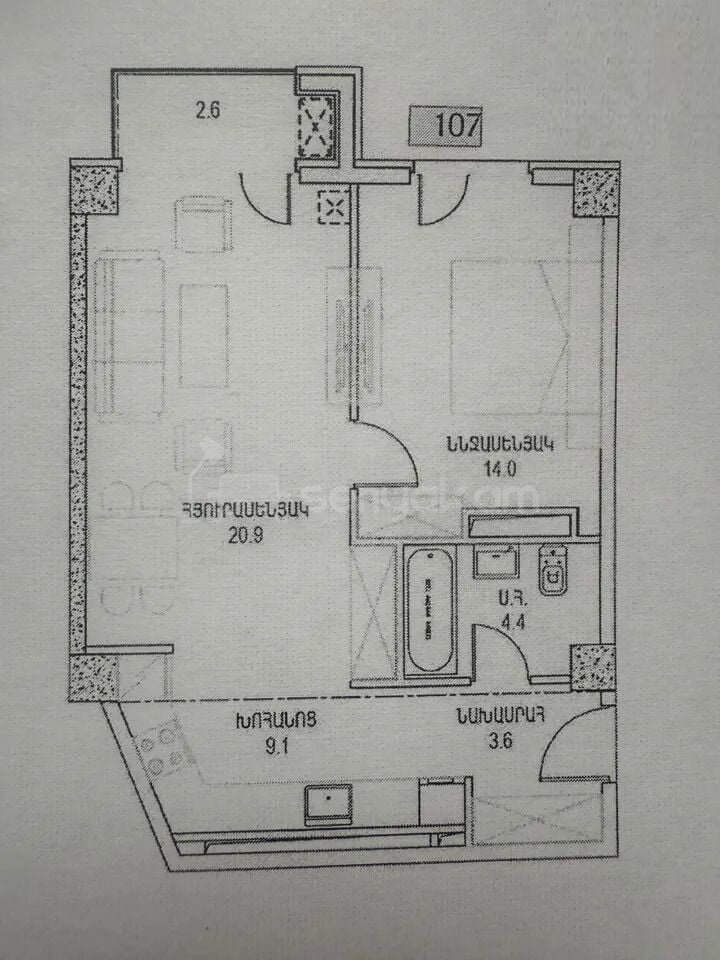 2 Սենյականոց Բնակարան Նորակառույցում, 54քմ, 13/18 հարկ, Զրոյական Վիճակում