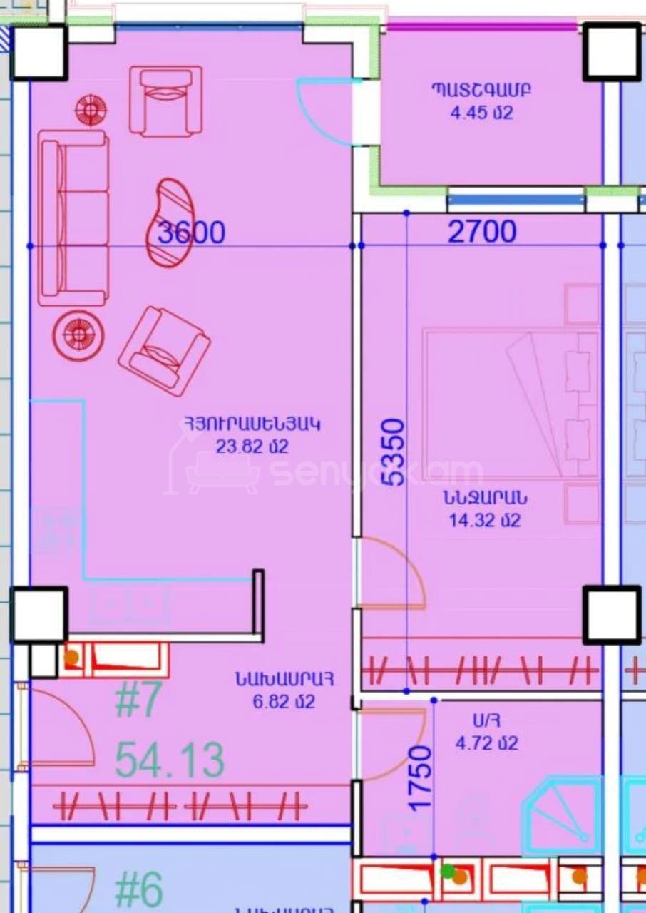2 Սենյականոց Բնակարան, 54քմ, 15/16 հարկ, Զրոյական Վիճակում