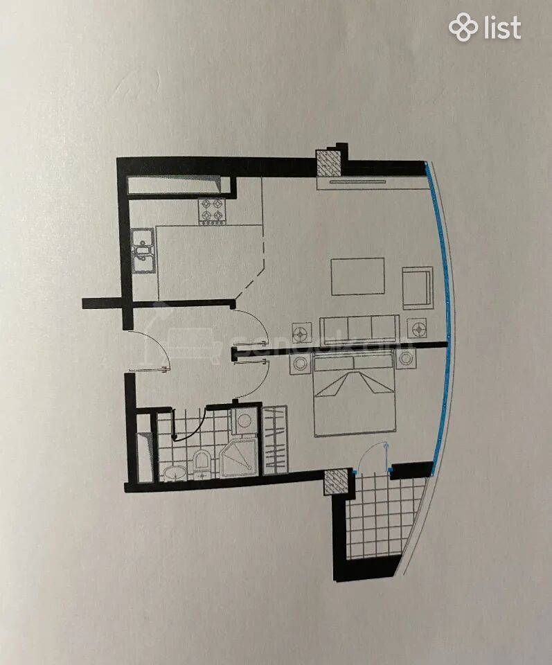 2 Սենյականոց Բնակարան, 51քմ, 15/23 հարկ, Պետական Վիճակում