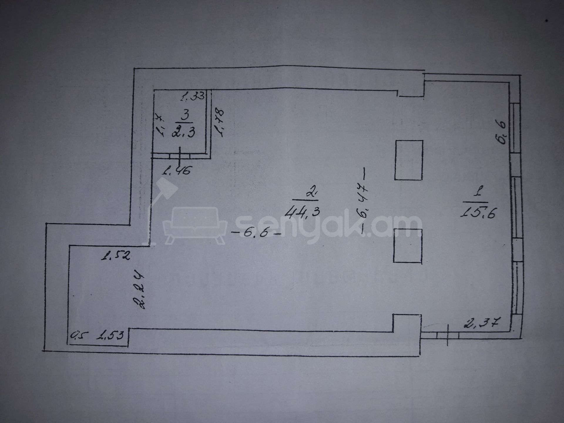Օֆիսային Տարածք, 62քմ, Կապիտալ Վերանորոգված