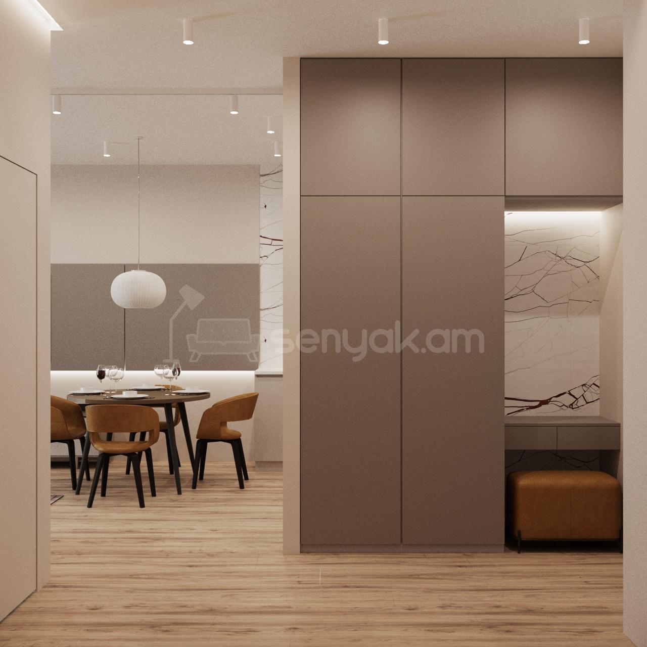 3 Սենյականոց Բնակարան Նորակառույցում, 60քմ, 14/17 հարկ, Դիզայներական Վերանորոգված