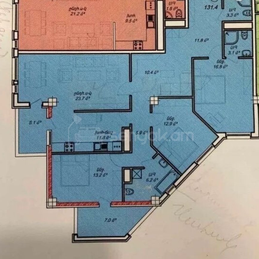 4 Սենյականոց Բնակարան Նորակառույցում, 130քմ, 16/22 հարկ, Զրոյական Վիճակում