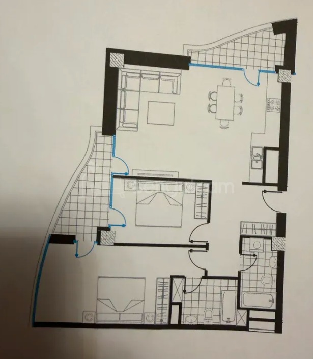 3 Սենյականոց Բնակարան Նորակառույցում, 99քմ, 9/21 հարկ, Զրոյական Վիճակում