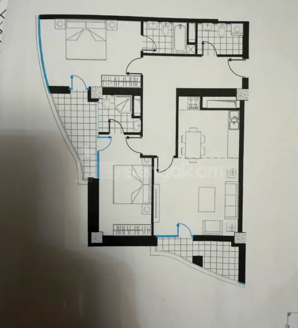 3 Սենյականոց Բնակարան Նորակառույցում, 96քմ, 12/21 հարկ, Զրոյական Վիճակում