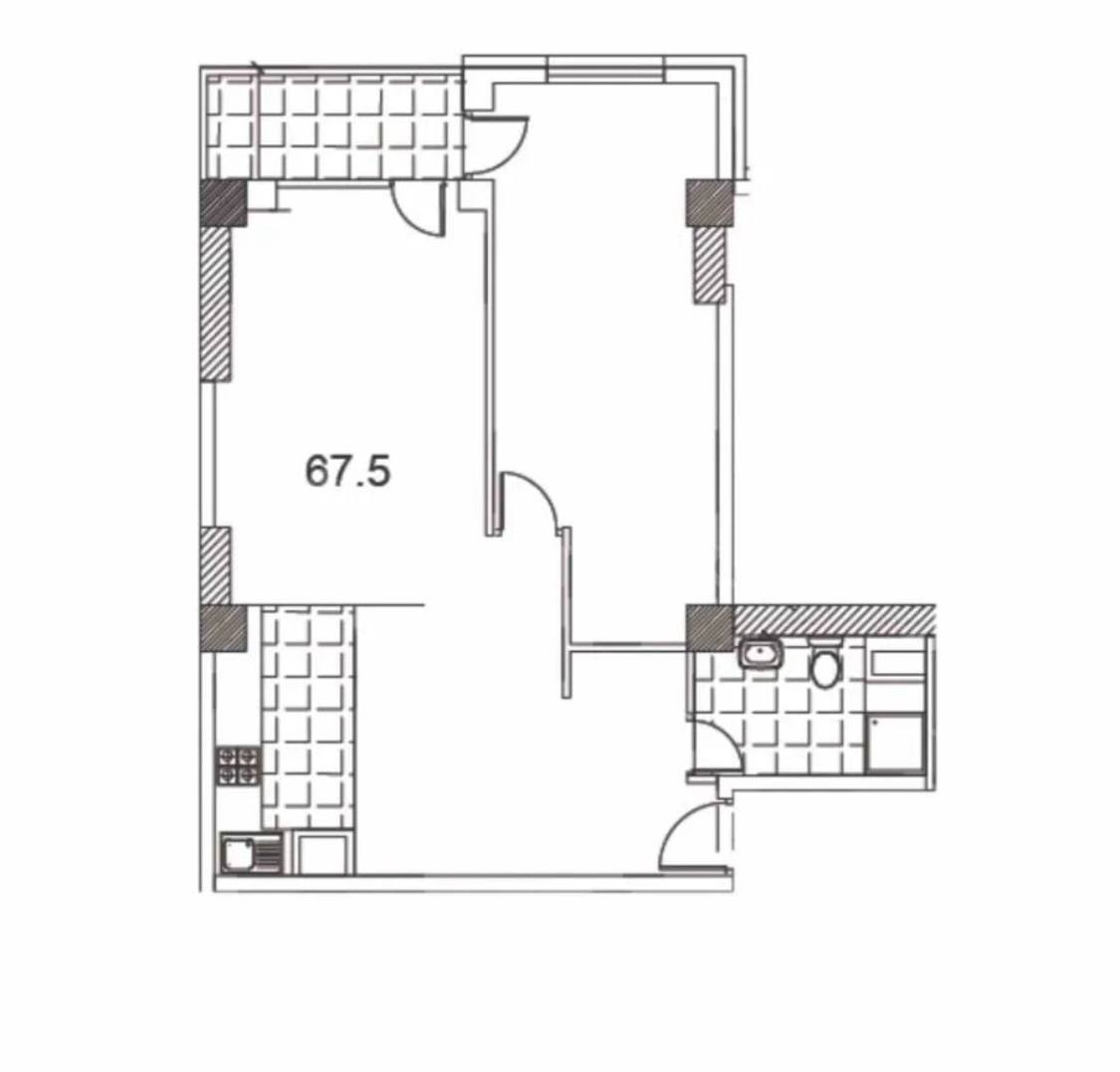 2 Սենյականոց Բնակարան Նորակառույցում, 68քմ, 8/15 հարկ, Զրոյական Վիճակում