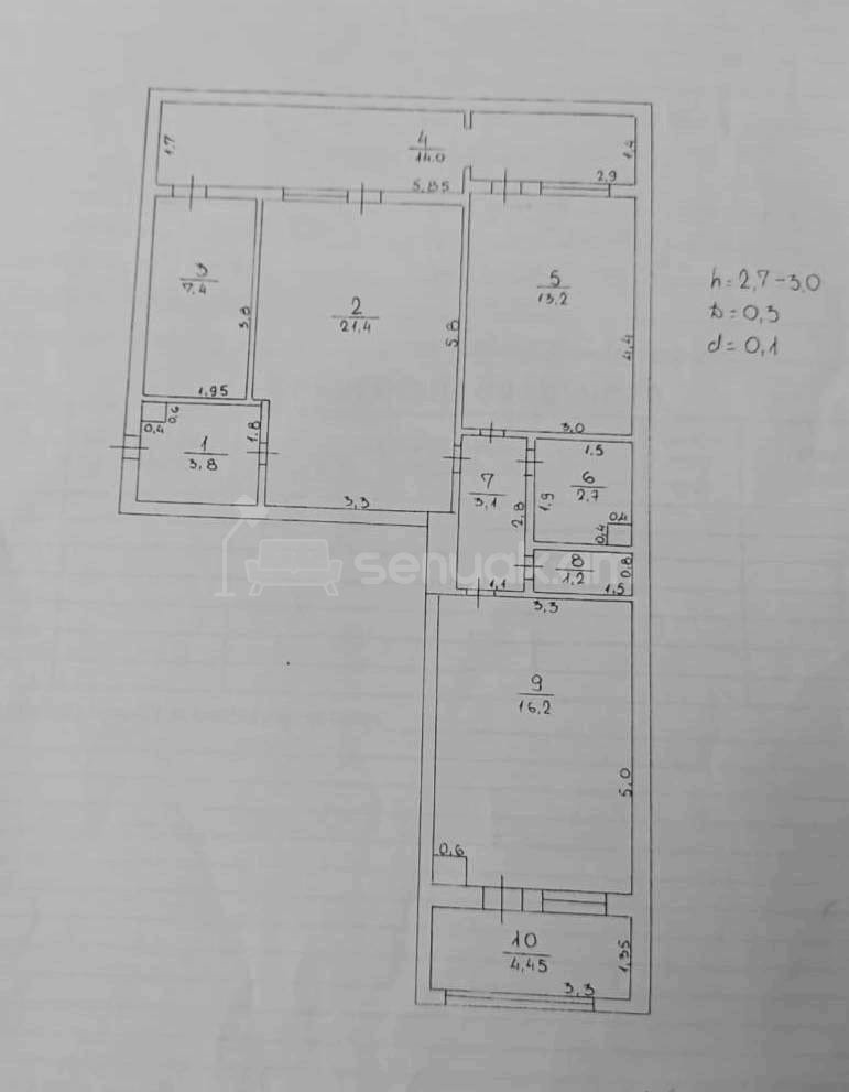 3 Սենյականոց Բնակարան, 90քմ, 4/11 հարկ, Զրոյական Վիճակում