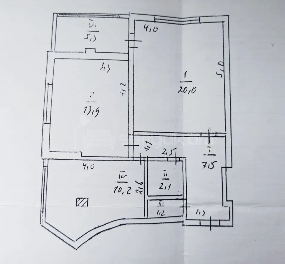 3 Սենյականոց Բնակարան, 69քմ, 8/12 հարկ, Պետական Վիճակում