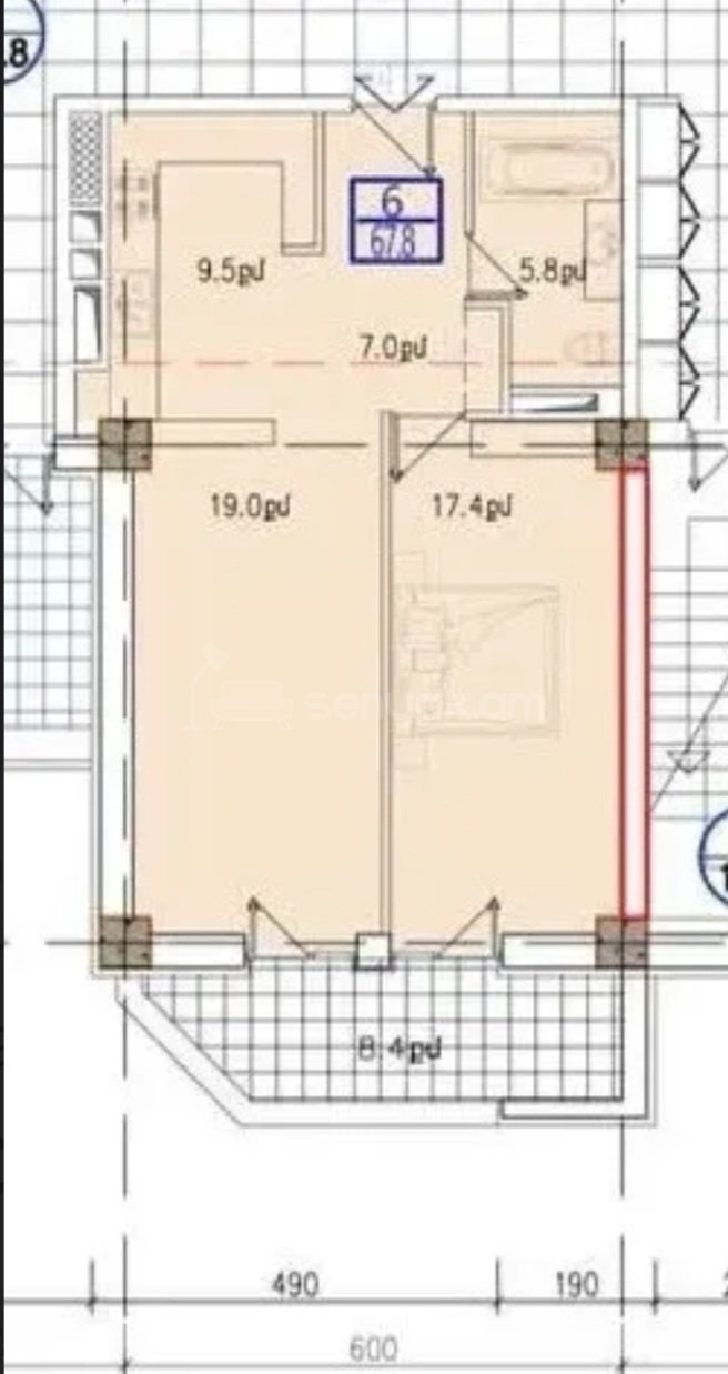 2 Սենյականոց Բնակարան Նորակառույցում, 67քմ, 9/16 հարկ, Զրոյական Վիճակում