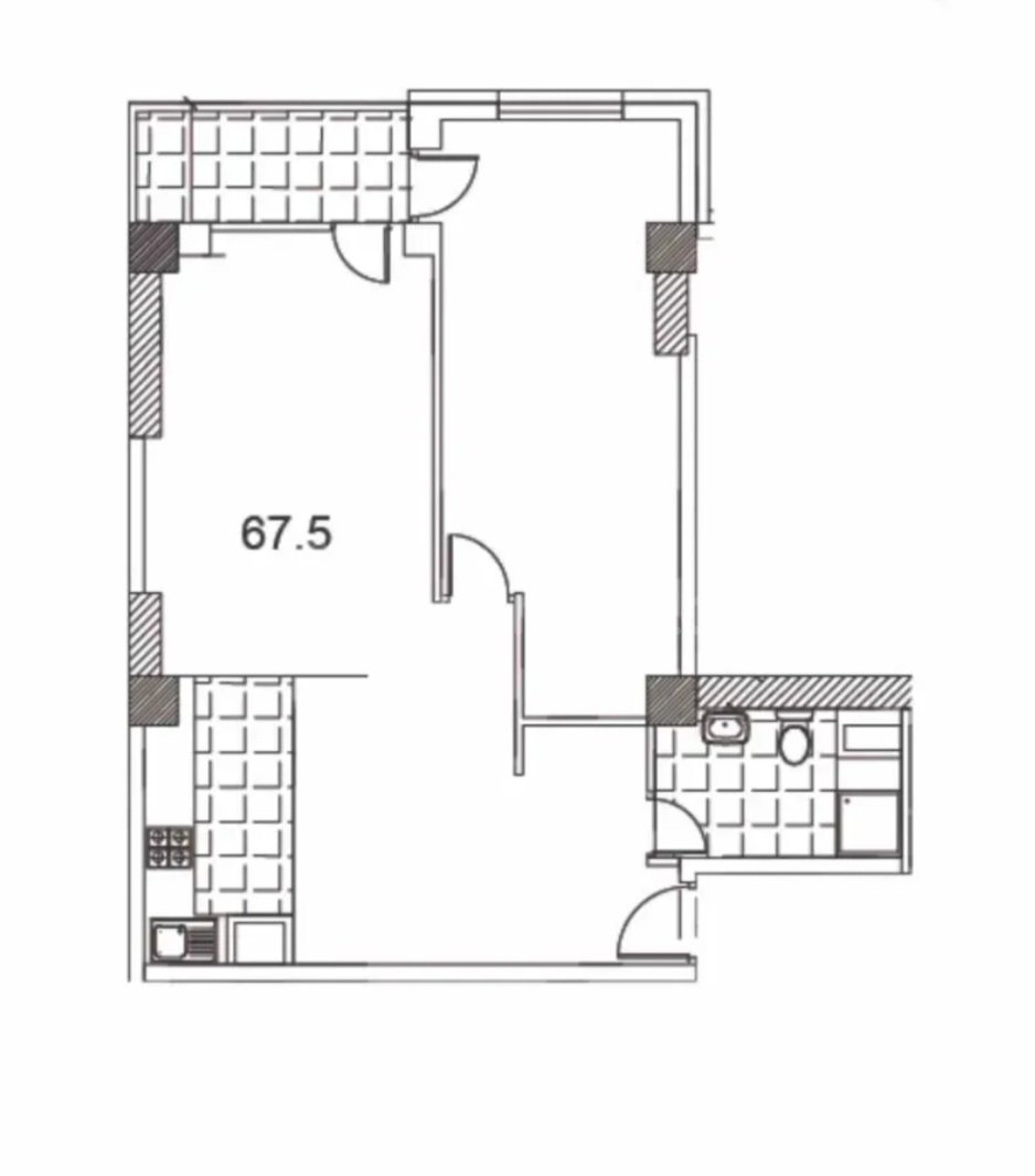 2 Սենյականոց Բնակարան Նորակառույցում, 68քմ, 8/15 հարկ, Զրոյական Վիճակում