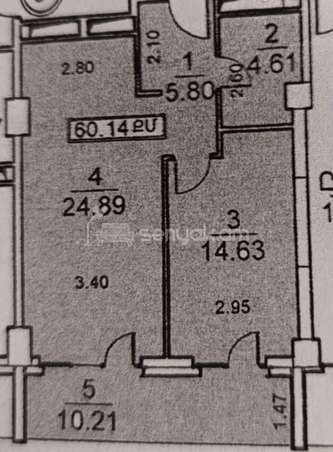 2 Սենյականոց Բնակարան Նորակառույցում, 60քմ, 3/12 հարկ, Զրոյական Վիճակում