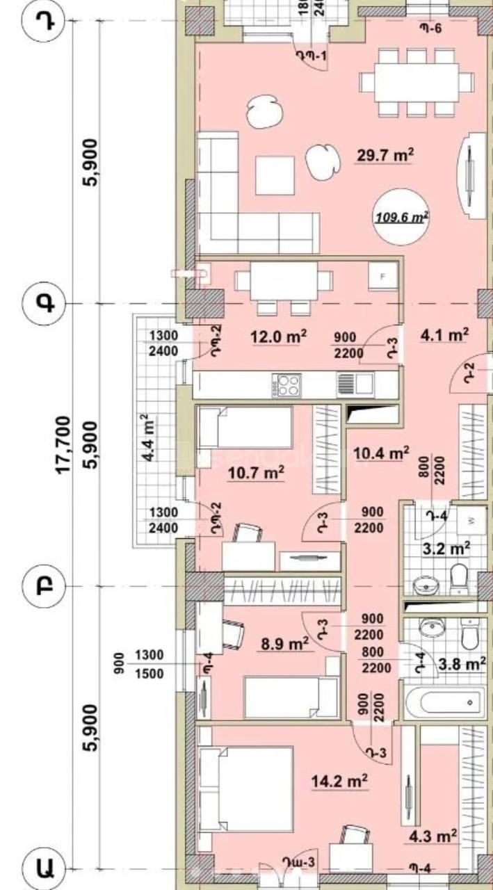 4 Սենյականոց Բնակարան, 110քմ, 11/12 հարկ, Զրոյական Վիճակում