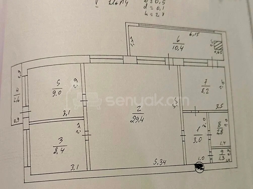 3 Սենյականոց Բնակարան Քարե Շենքում, 77քմ, 5/5 հարկ, Պետական Վիճակում
