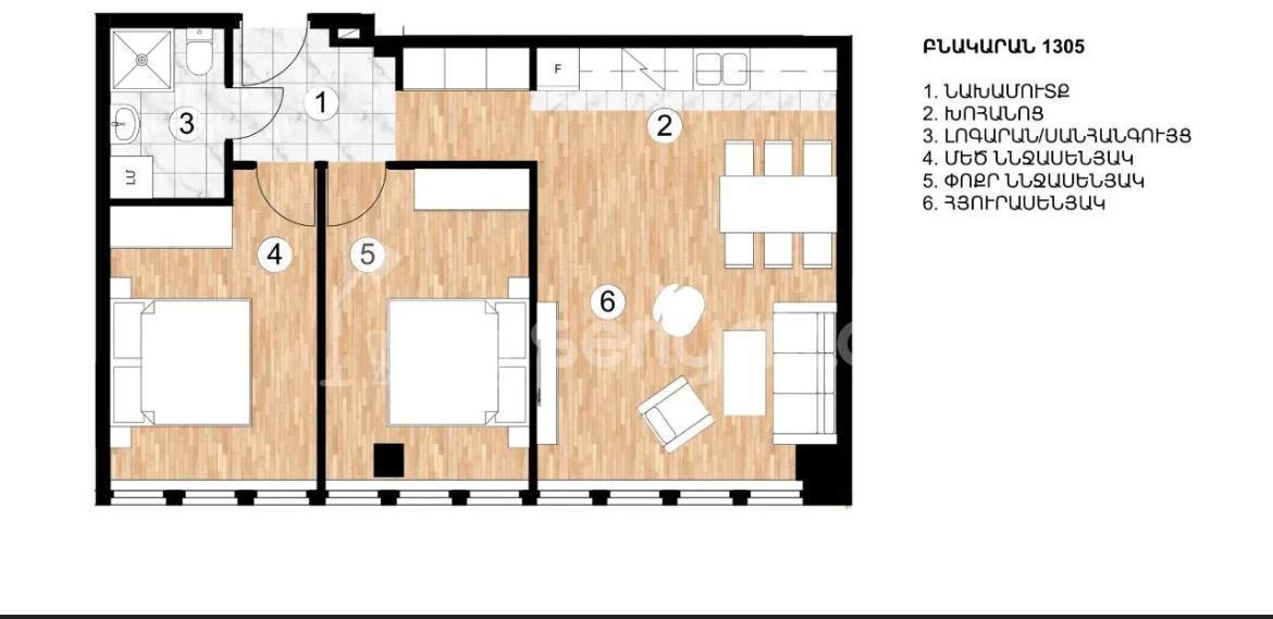 3 Սենյականոց Բնակարան, 64քմ, 3/9 հարկ, Զրոյական Վիճակում