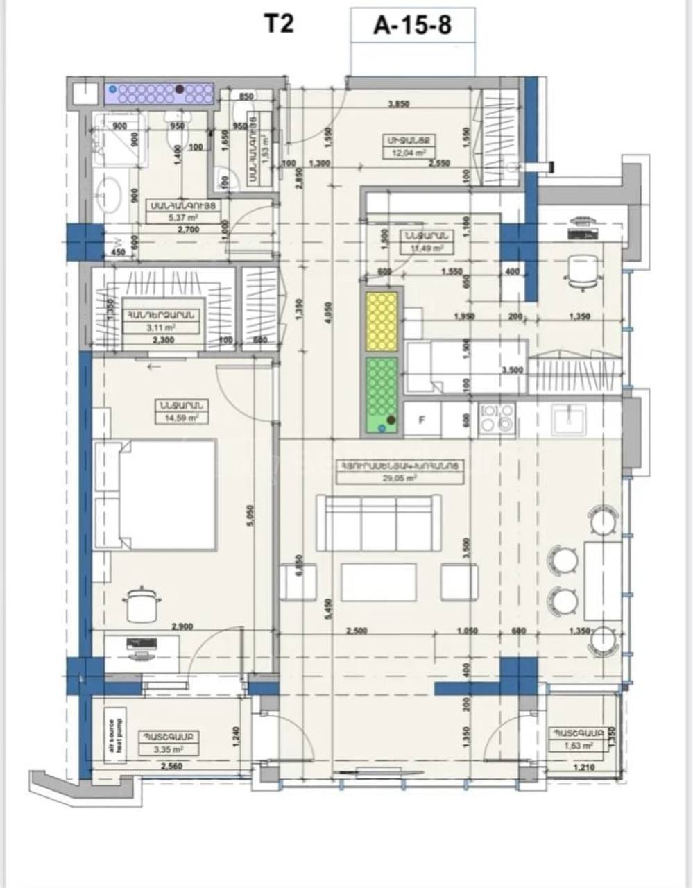 3 Սենյականոց Բնակարան, 84քմ, 15/18 հարկ, Զրոյական Վիճակում