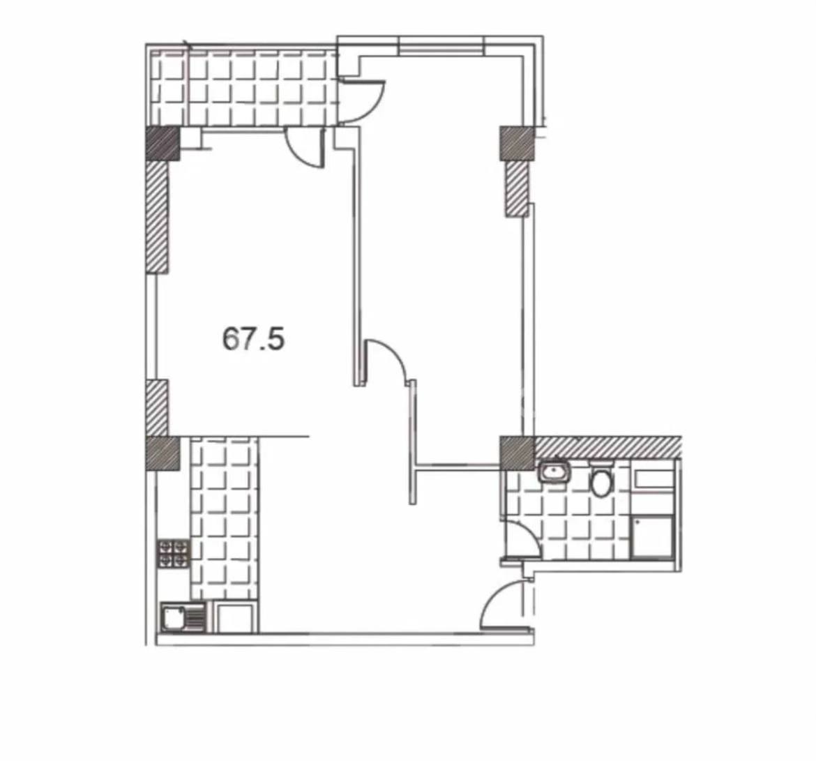 2 Սենյականոց Բնակարան, 68քմ, 8/15 հարկ, Զրոյական Վիճակում