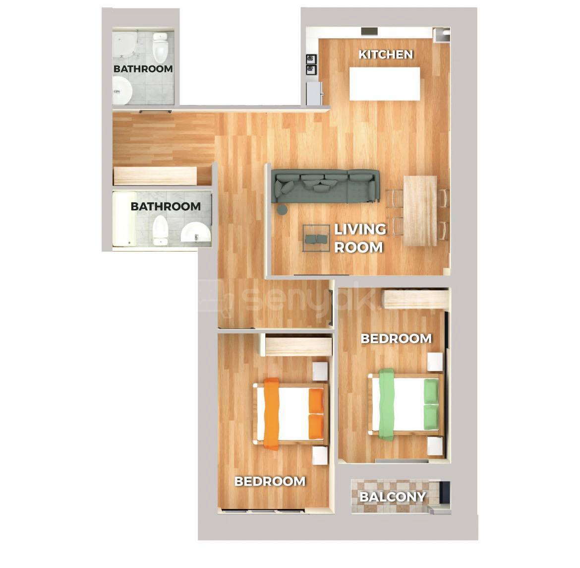 3 Սենյականոց Բնակարան, 87քմ, 14/16 հարկ, Զրոյական Վիճակում