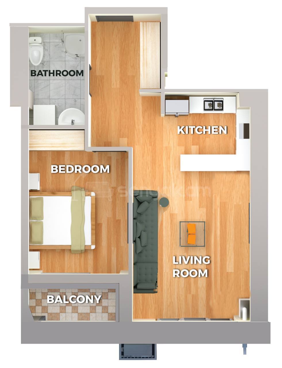 2 Սենյականոց Բնակարան, 48քմ, 2/18 հարկ, Զրոյական Վիճակում