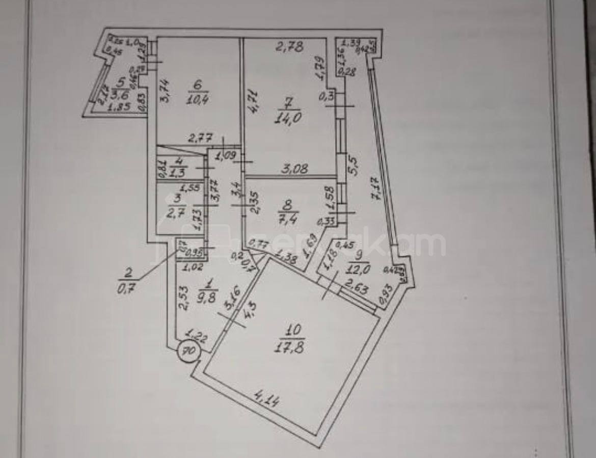 3 Սենյականոց Բնակարան, 79քմ, 10/16 հարկ, Պետական Վիճակում