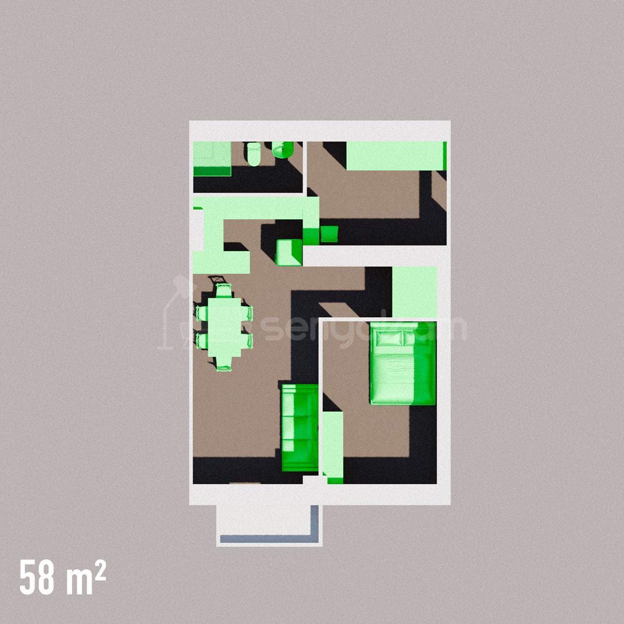 2 Սենյականոց Բնակարան Նորակառույցում, 58քմ, 11/14 հարկ, Կապիտալ Վերանորոգված